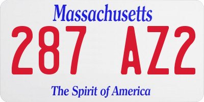 MA license plate 287AZ2