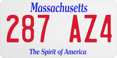 MA license plate 287AZ4