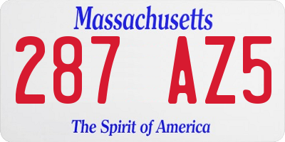 MA license plate 287AZ5