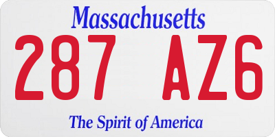 MA license plate 287AZ6