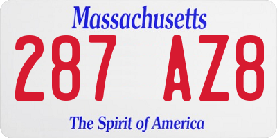MA license plate 287AZ8