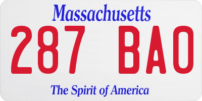 MA license plate 287BA0