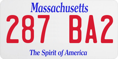 MA license plate 287BA2
