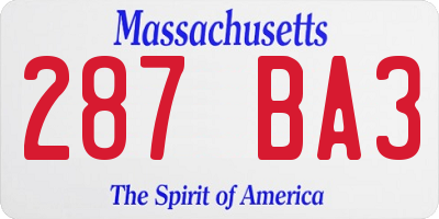 MA license plate 287BA3