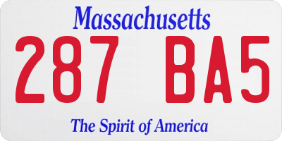 MA license plate 287BA5