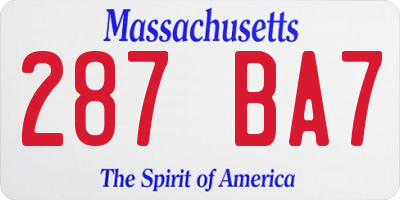 MA license plate 287BA7