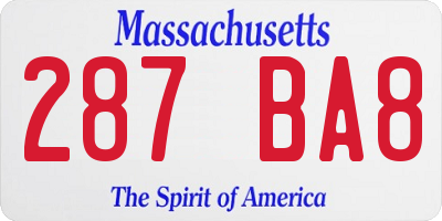 MA license plate 287BA8