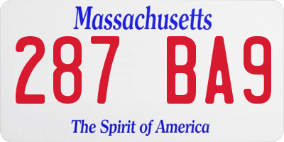 MA license plate 287BA9