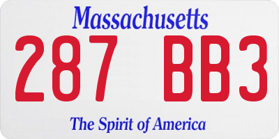 MA license plate 287BB3