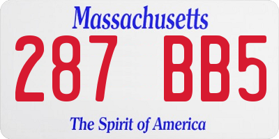 MA license plate 287BB5