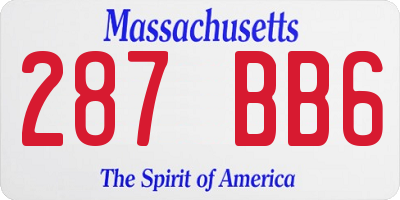 MA license plate 287BB6