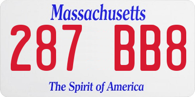 MA license plate 287BB8