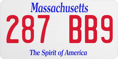 MA license plate 287BB9