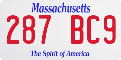 MA license plate 287BC9