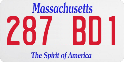MA license plate 287BD1
