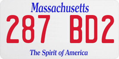 MA license plate 287BD2