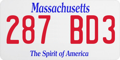 MA license plate 287BD3