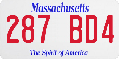 MA license plate 287BD4