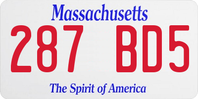 MA license plate 287BD5