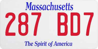 MA license plate 287BD7