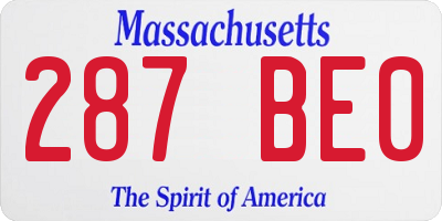 MA license plate 287BE0