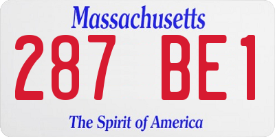MA license plate 287BE1
