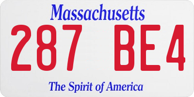 MA license plate 287BE4