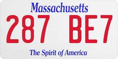 MA license plate 287BE7