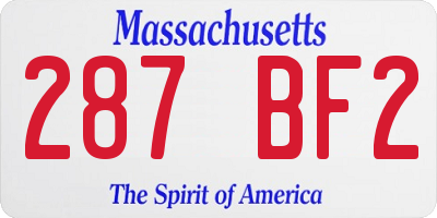 MA license plate 287BF2