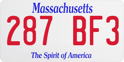 MA license plate 287BF3
