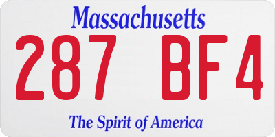 MA license plate 287BF4