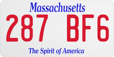 MA license plate 287BF6