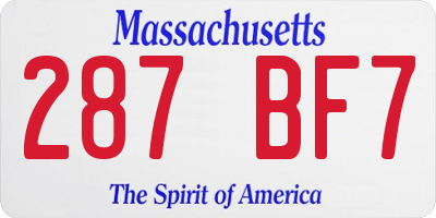 MA license plate 287BF7