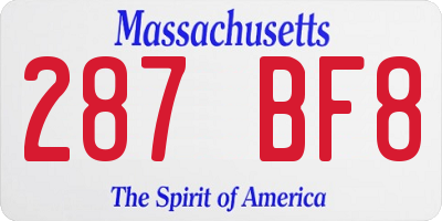 MA license plate 287BF8