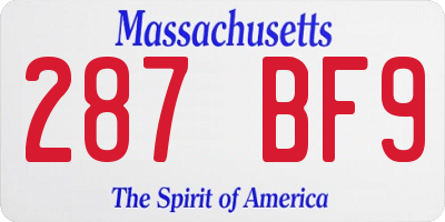MA license plate 287BF9