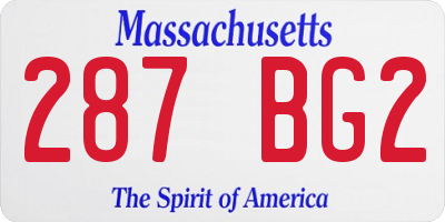MA license plate 287BG2
