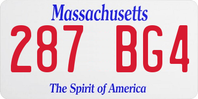MA license plate 287BG4