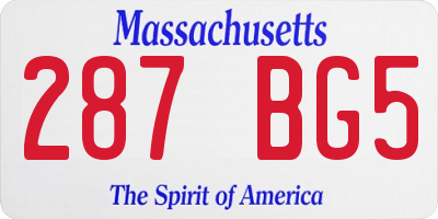MA license plate 287BG5