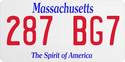 MA license plate 287BG7