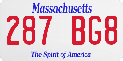 MA license plate 287BG8