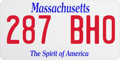MA license plate 287BH0