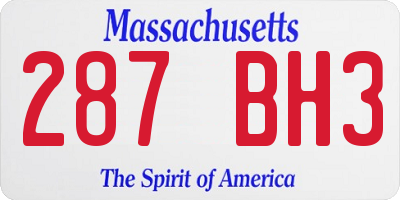 MA license plate 287BH3