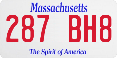 MA license plate 287BH8