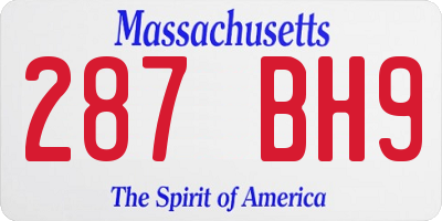 MA license plate 287BH9