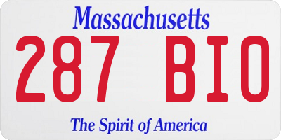 MA license plate 287BI0