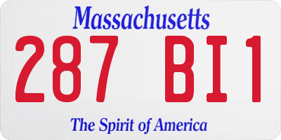 MA license plate 287BI1