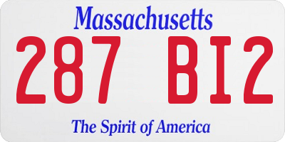 MA license plate 287BI2