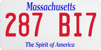 MA license plate 287BI7