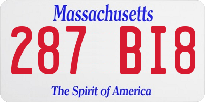 MA license plate 287BI8