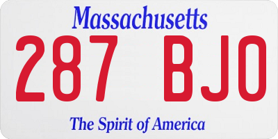 MA license plate 287BJ0